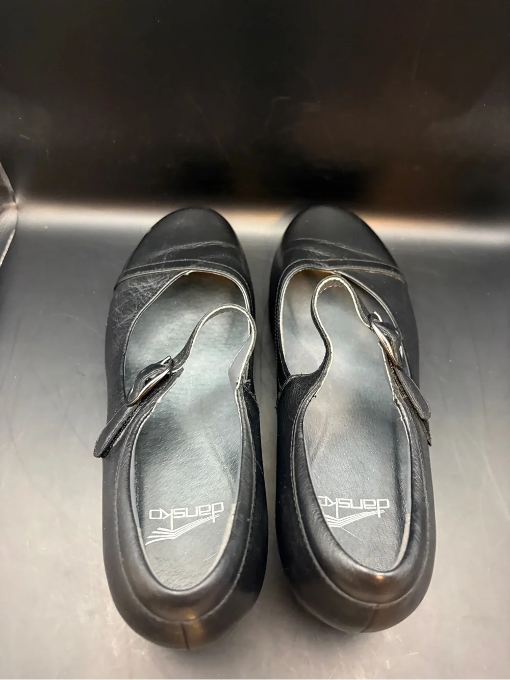 Dansko Fawna Black Leather Mary Jane Wedge Shoes - EU 39W EU39W/US 8.5-9W